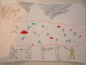 dessin de la guerre "Yolé tam Gué"